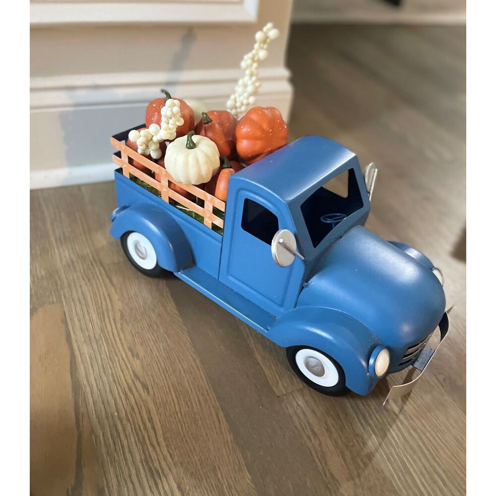 Holiday Living 8-in Harvest Fall Blue Metal Truck Decor